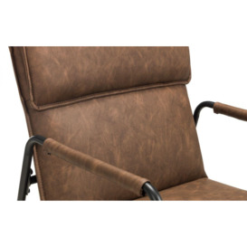 Brown Faux Leather Armchair with Black Metal Frame - thumbnail 3
