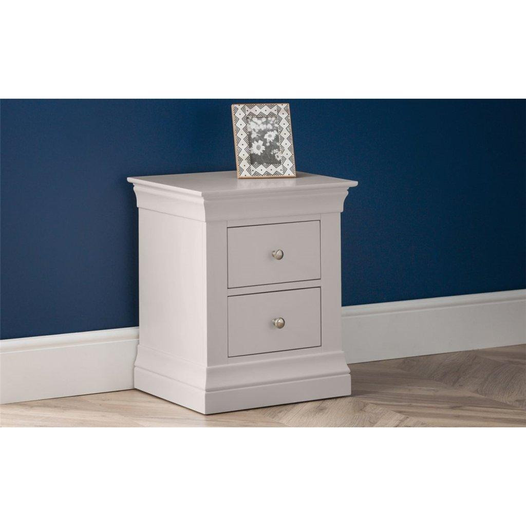 Classical Pine 2 Drawer Bedside Chest (Light Grey) - image 1