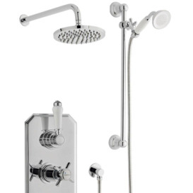 Chrome Triple Shower with Hung Slide Rail Kit and Overhead Drencher - thumbnail 2