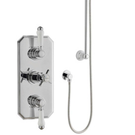 Chrome Triple Shower with Hung Slide Rail Kit and Overhead Drencher - thumbnail 3