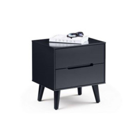 Retro Anthracite Bedside Chest (2 Drawers) - thumbnail 2