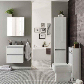 White Bathroom 2-Drawer Wall Hung Unit with Basin 60cm Wide - thumbnail 2