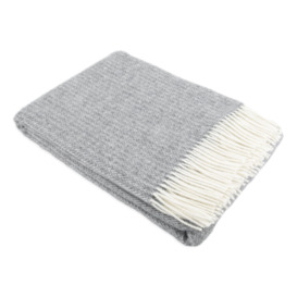 Cable Pattern Grey Wool Blanket - thumbnail 3