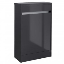 Grey Gloss Bathroom Back to Wall Toilet WC Unit 494mm Wide - thumbnail 1