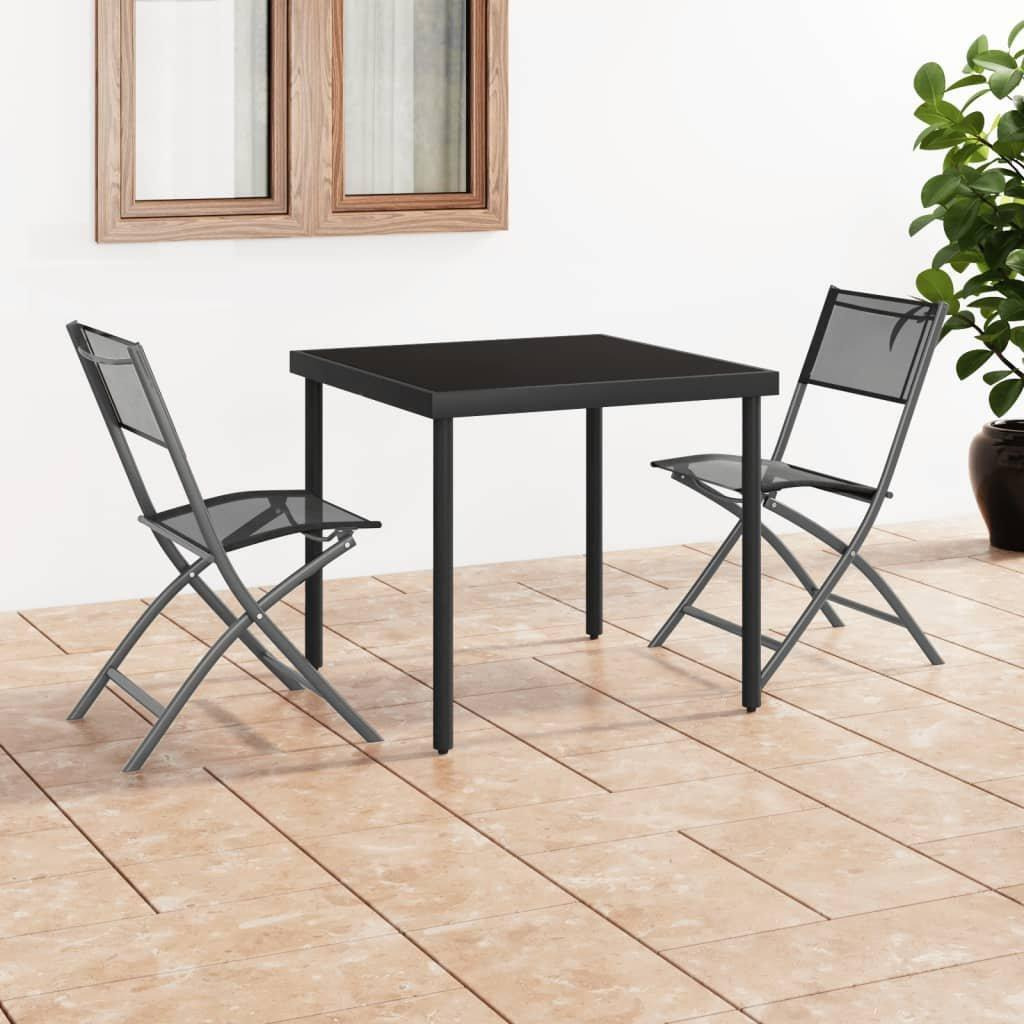 Folding Outdoor Chairs 2 pcs Black Steel and Textilene - image 1