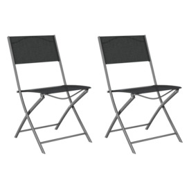 Folding Outdoor Chairs 2 pcs Black Steel and Textilene - thumbnail 2