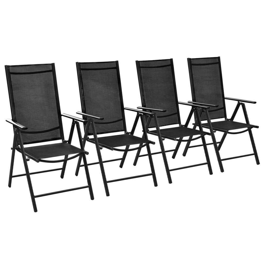 Folding Garden Chairs 4 pcs Aluminium and Textilene Black - image 1