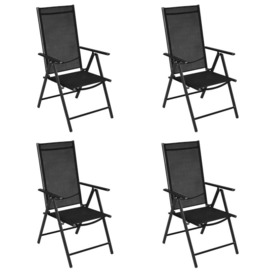Folding Garden Chairs 4 pcs Aluminium and Textilene Black - thumbnail 3