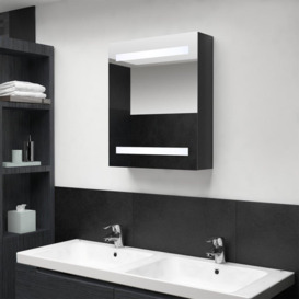 LED Bathroom Mirror Cabinet Shining Black 50x14x60 cm - thumbnail 1