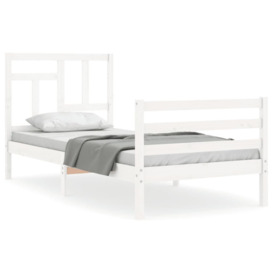 Bed Frame with Headboard White 90x200 cm Solid Wood - thumbnail 2