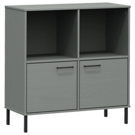 Bookcase with Metal Legs Grey 90x35x90.5 cm Solid Wood OSLO - thumbnail 2
