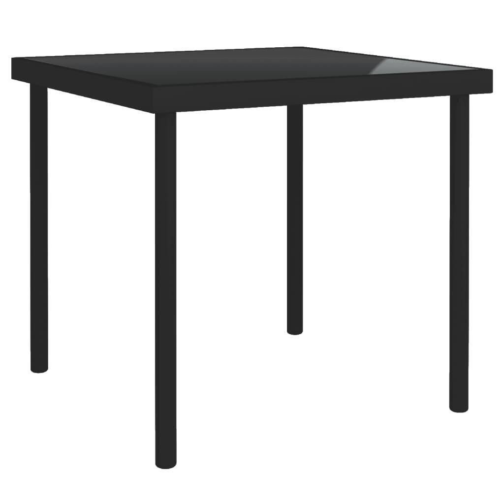 Outdoor Dining Table Black 80x80x72 cm Glass and Steel - image 1
