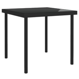 Outdoor Dining Table Black 80x80x72 cm Glass and Steel - thumbnail 1