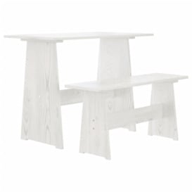 Dining Table with Bench White Solid Pinewood - thumbnail 2