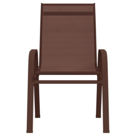 Stackable Garden Chairs 2 pcs Brown Textilene Fabric - thumbnail 2