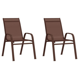 Stackable Garden Chairs 2 pcs Brown Textilene Fabric - thumbnail 1
