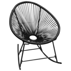 Outdoor Rocking Chair Black Poly Rattan - thumbnail 1