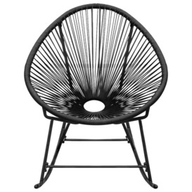 Outdoor Rocking Chair Black Poly Rattan - thumbnail 2