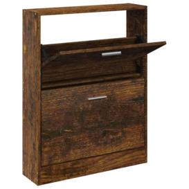 Shoe Cabinet Smoked Oak 59x17x81 cm Engineered Wood - thumbnail 2