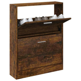 Shoe Cabinet Smoked Oak 59x17x81 cm Engineered Wood - thumbnail 3