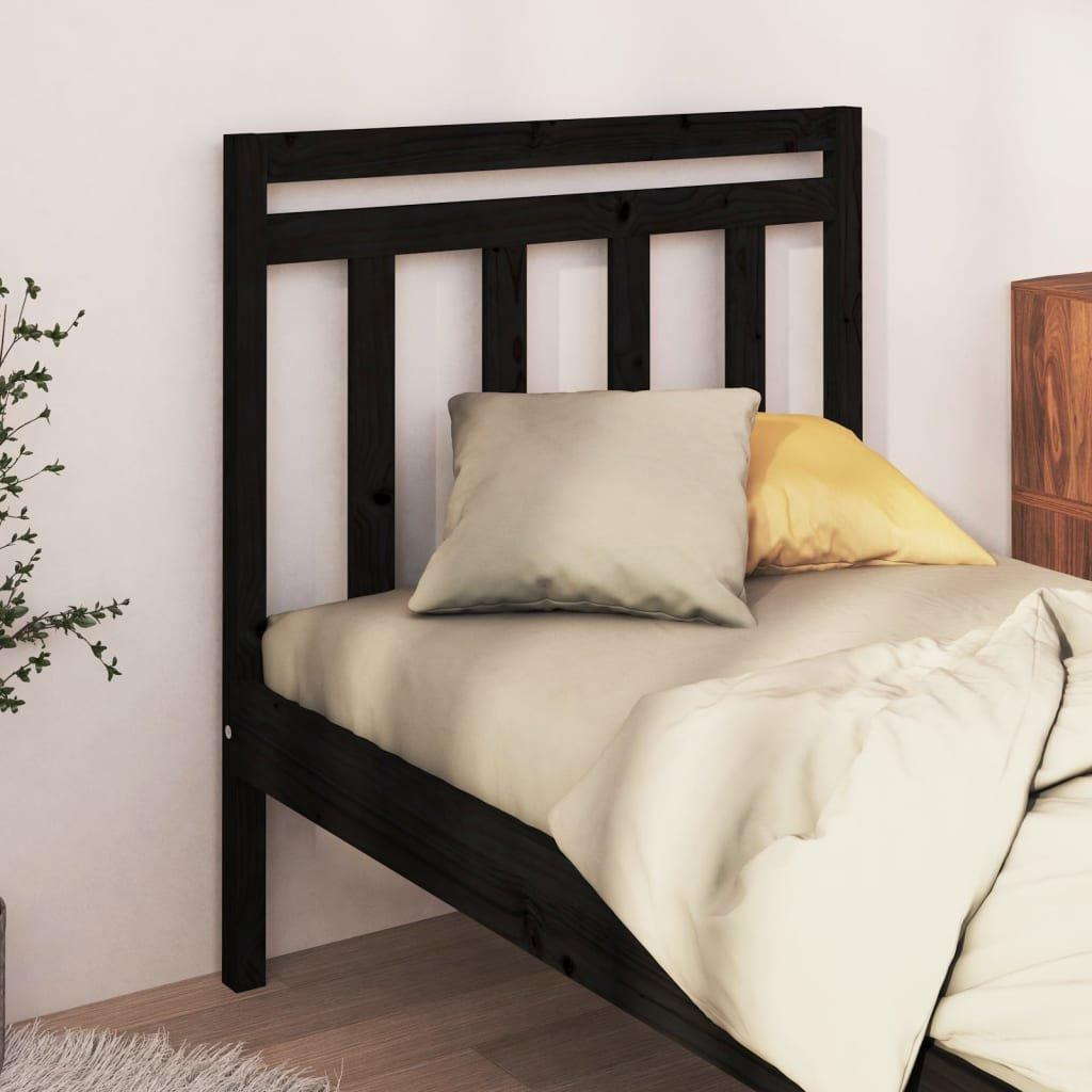 Bed Headboard Black 96x4x100 cm Solid Wood Pine - image 1