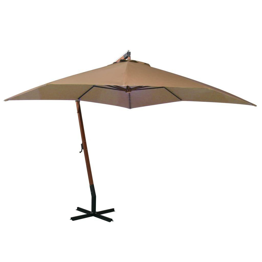 Hanging Parasol with Pole Taupe 3x3 m Solid Fir Wood - image 1