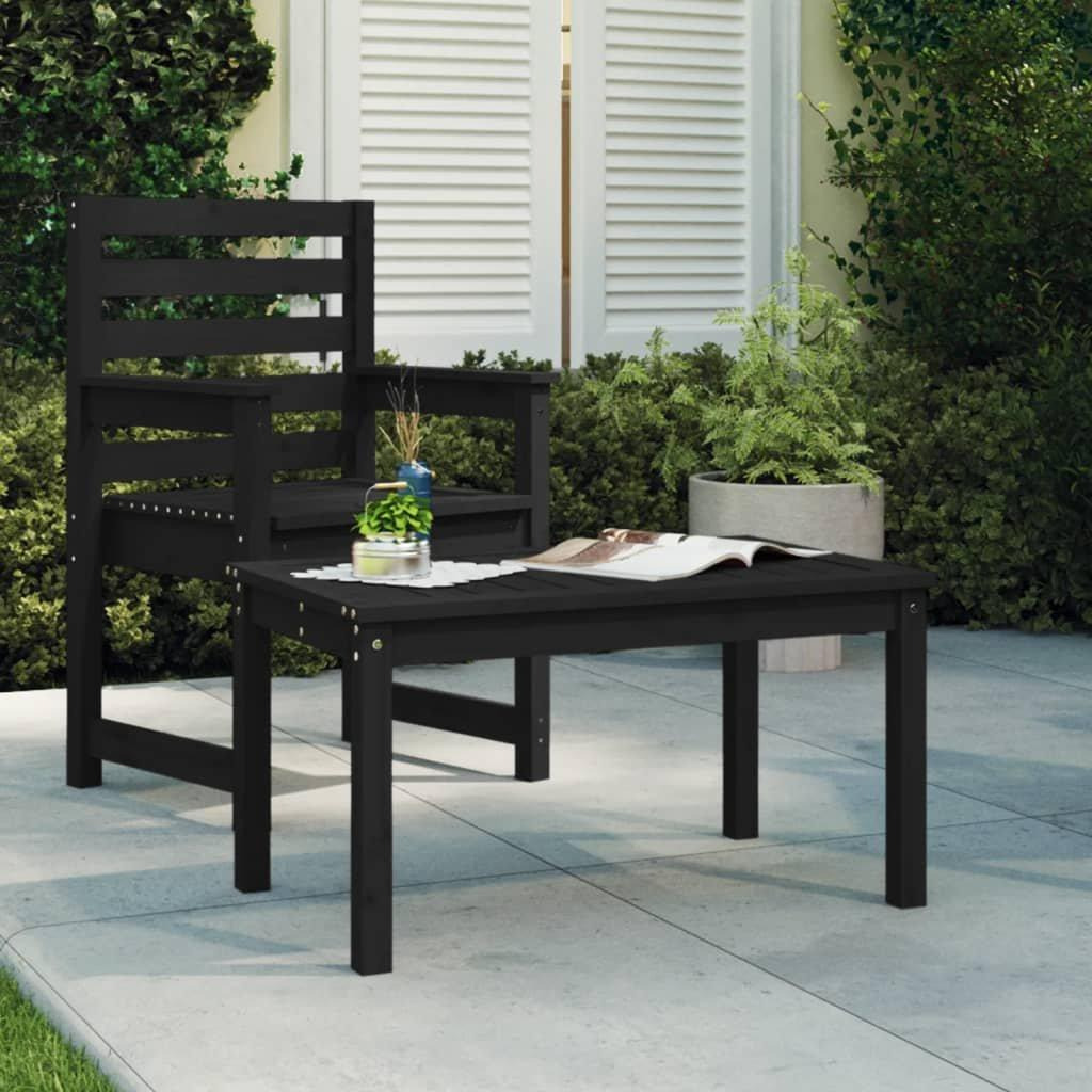 Garden Table Black 82.5x50.5x45 cm Solid Wood Pine - image 1