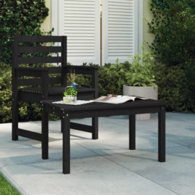 Garden Table Black 82.5x50.5x45 cm Solid Wood Pine - thumbnail 1