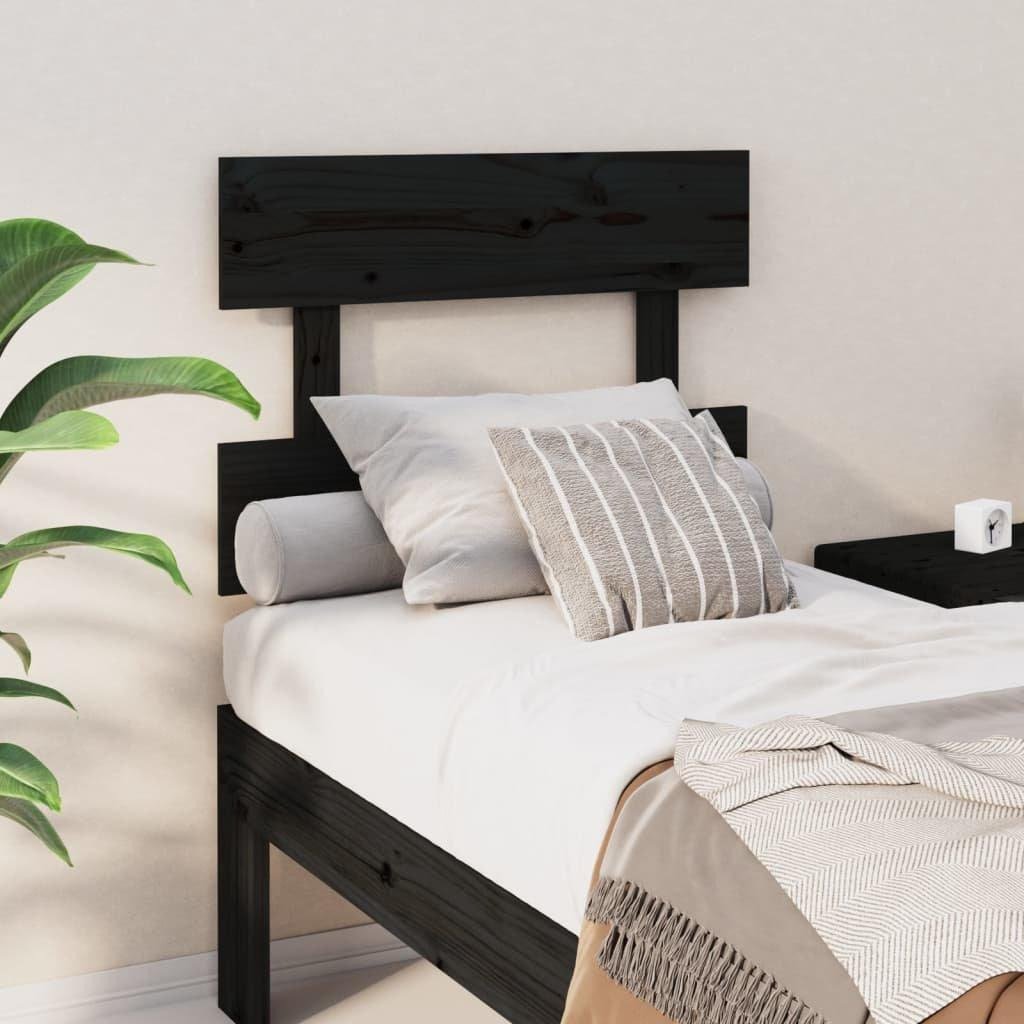 Bed Headboard Black 103.5x3x81 cm Solid Wood Pine - image 1