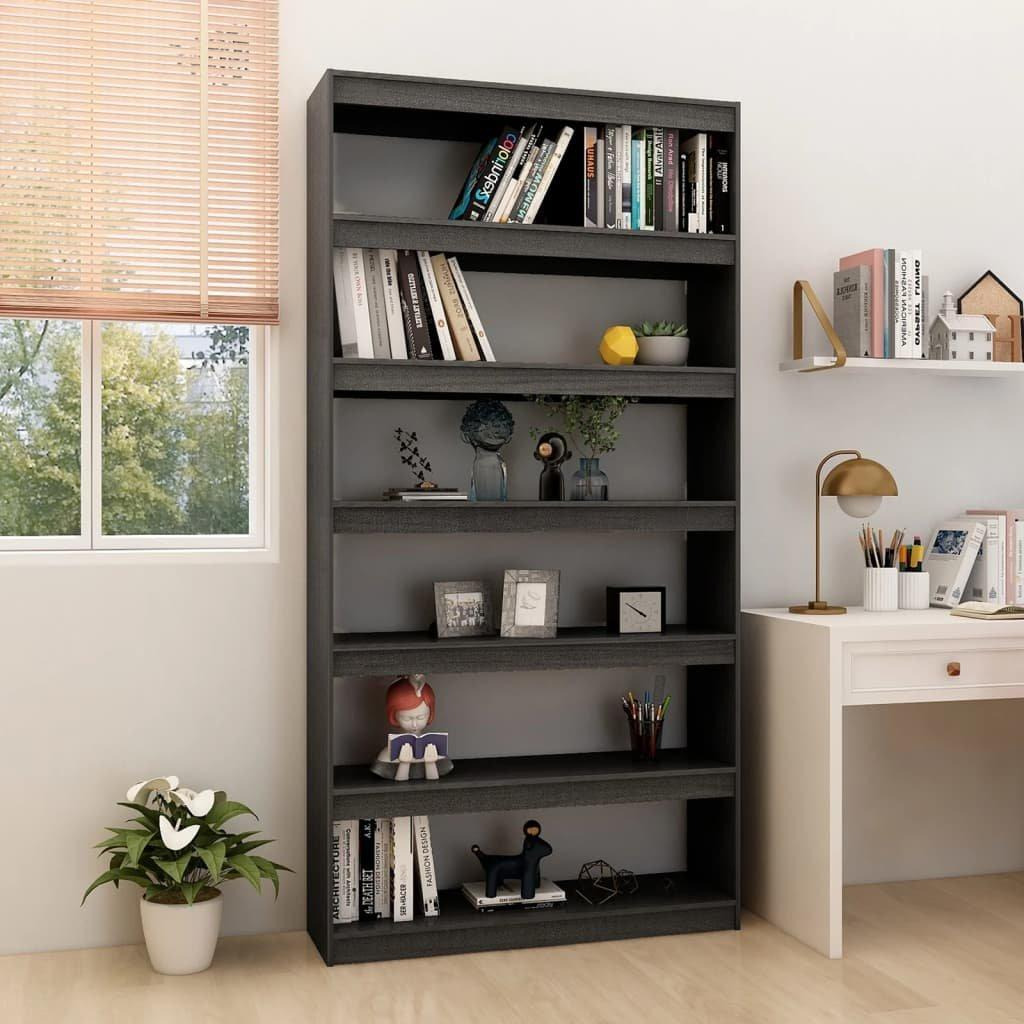 Book Cabinet/Room Divider Grey 100x30x200 cm Solid Pinewood - image 1