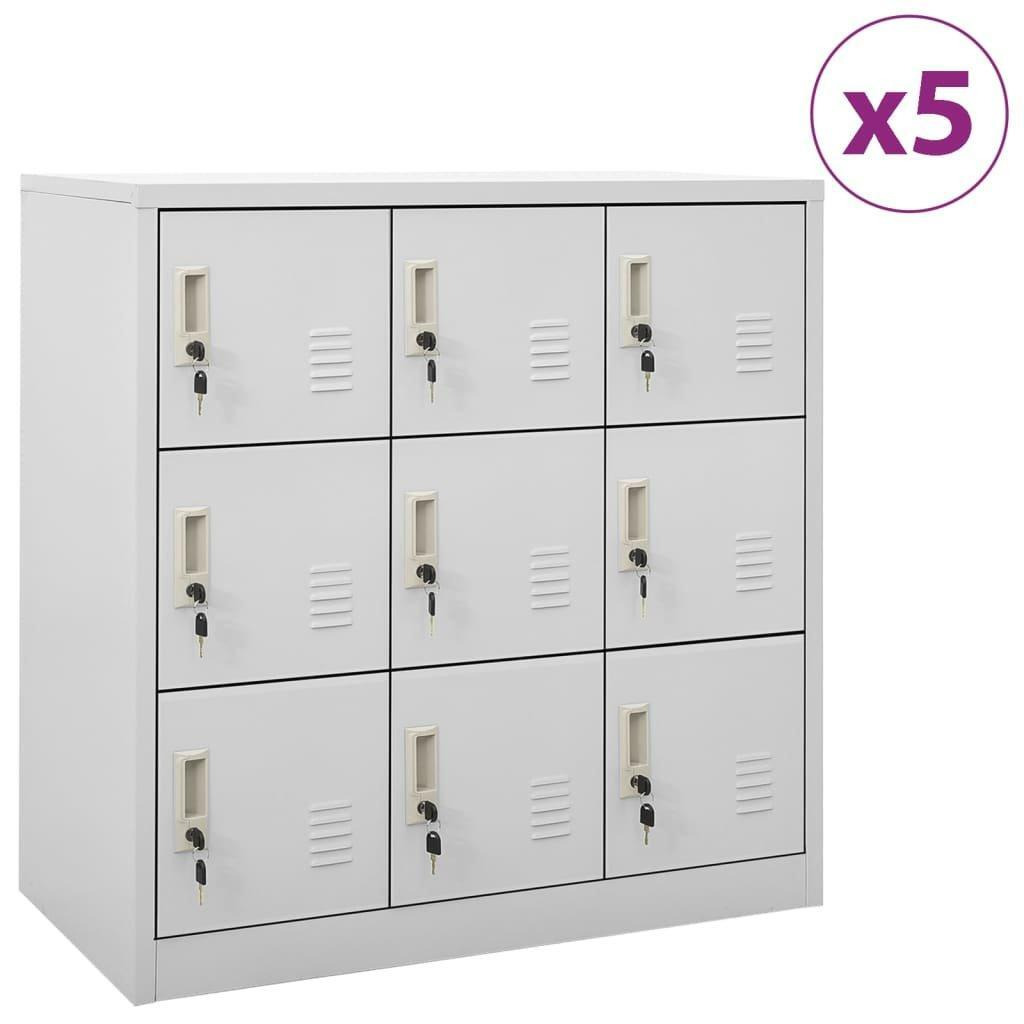 Locker Cabinets 5 pcs Light Grey 90x45x92.5 cm Steel - image 1