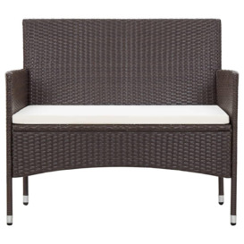 Garden Bench with Cushion Poly Rattan Brown - thumbnail 2