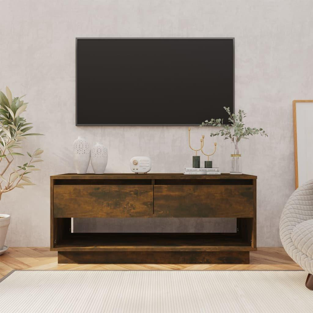 TV Cabinet Smoked Oak 102x41x44 cm Engineered Wood - image 1