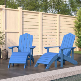 Garden Adirondack Chairs 2 pcs with Footstools HDPE Aqua Blue - thumbnail 1