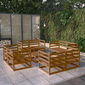 9 Piece Garden Lounge Set Honey Brown Solid Pinewood