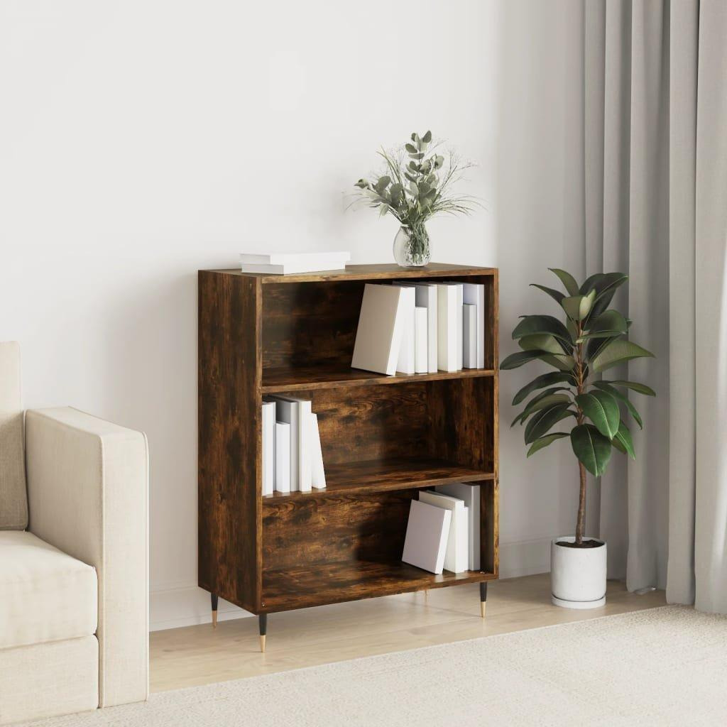 Bookcase Smoked Oak 69.5x32.5x90 cm Engineered Wood - image 1