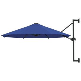 Wall-Mounted Parasol with Metal Pole 300 cm Blue - thumbnail 1