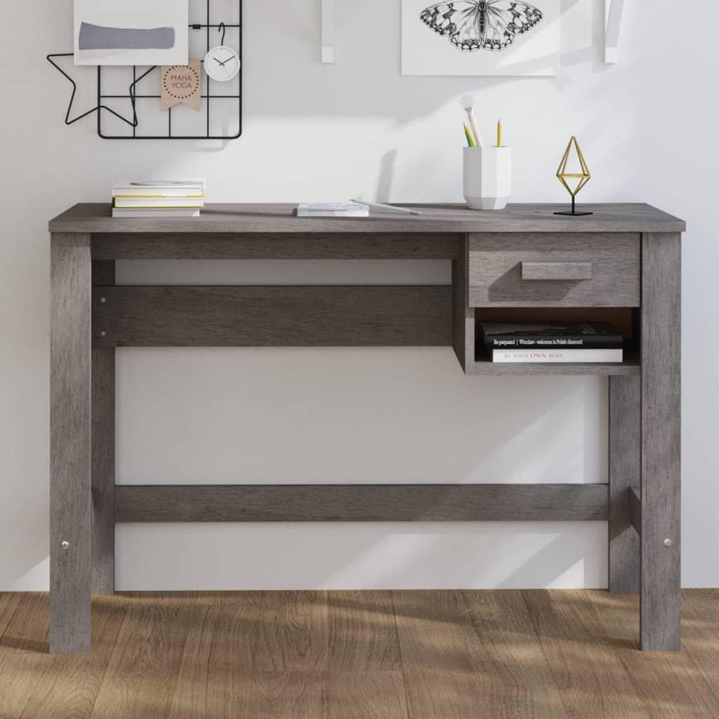 Desk HAMAR Light Grey 110x40x75 cm Solid Wood Pine - image 1