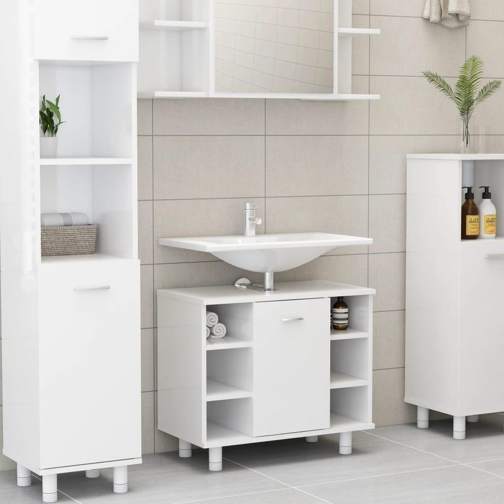 Bathroom Cabinet High Gloss White 60x32x53.5 cm Engineered Wood - image 1
