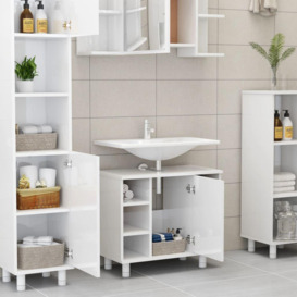 Bathroom Cabinet High Gloss White 60x32x53.5 cm Engineered Wood - thumbnail 3