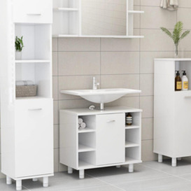 Bathroom Cabinet High Gloss White 60x32x53.5 cm Engineered Wood - thumbnail 1