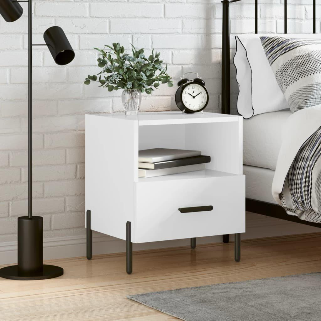 Bedside Cabinet High Gloss White 40x35x47.5 cm Engineered Wood - image 1