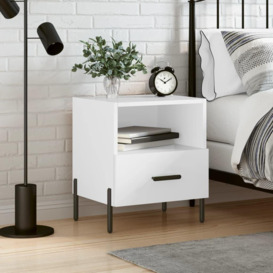 Bedside Cabinet High Gloss White 40x35x47.5 cm Engineered Wood - thumbnail 1