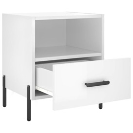 Bedside Cabinet High Gloss White 40x35x47.5 cm Engineered Wood - thumbnail 3