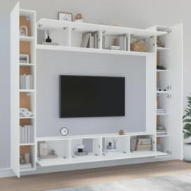 8 Piece TV Cabinet Set White Engineered Wood - thumbnail 3