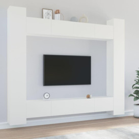 8 Piece TV Cabinet Set White Engineered Wood - thumbnail 1