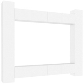 8 Piece TV Cabinet Set White Engineered Wood - thumbnail 2