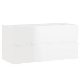 Sink Cabinet with Built-in Basin High Gloss White Engineered Wood - thumbnail 3