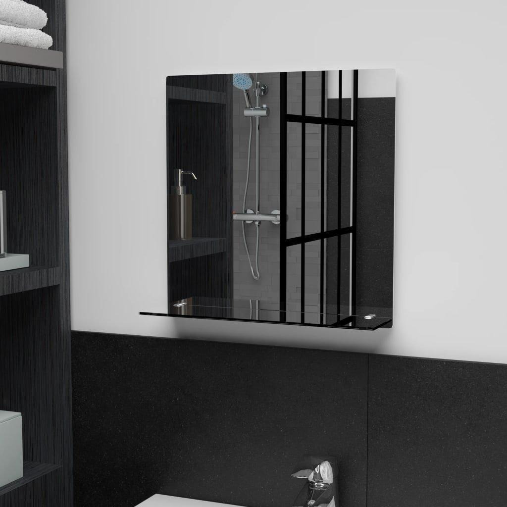 Wall Mirror with Shelf 40x40 cm Tempered Glass - image 1