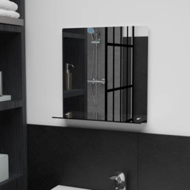 Wall Mirror with Shelf 40x40 cm Tempered Glass